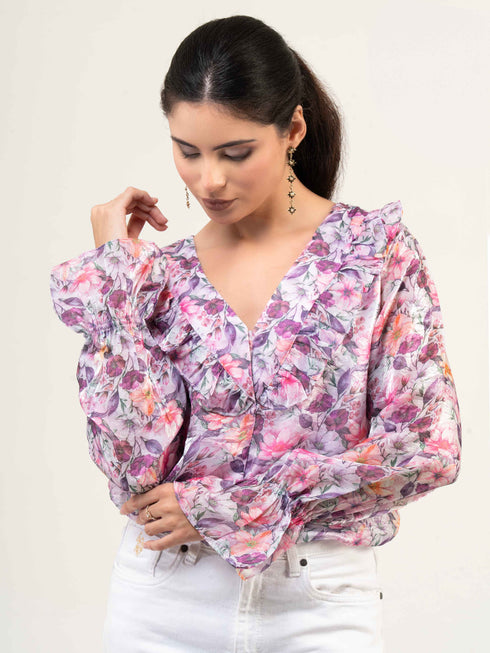 Women Fandi Floral Printed Top