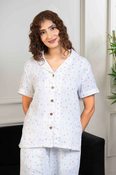 Printed Organic Cotton Night Suit for Women