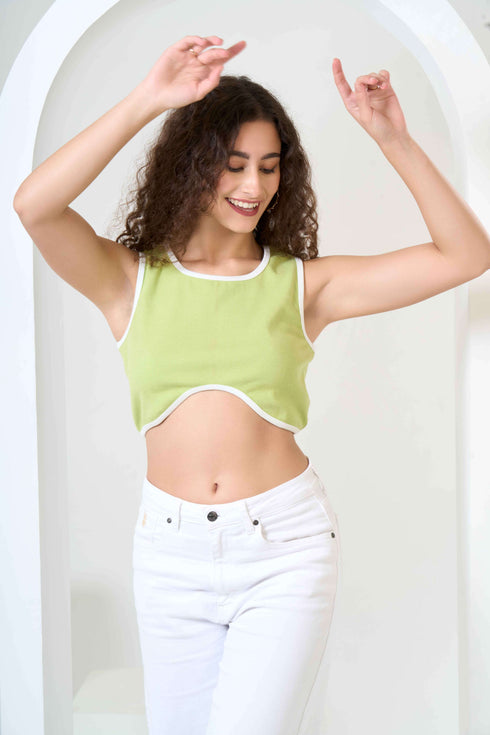 Rib Cotton Sleeveless Crop Top