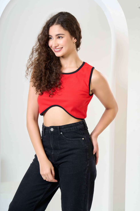 Rib Cotton Sleeveless Crop Top