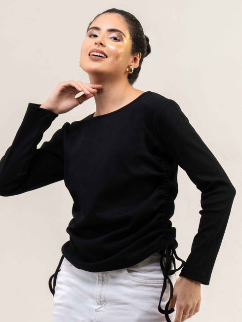 Women Rib Cotton Full Sleeve Top