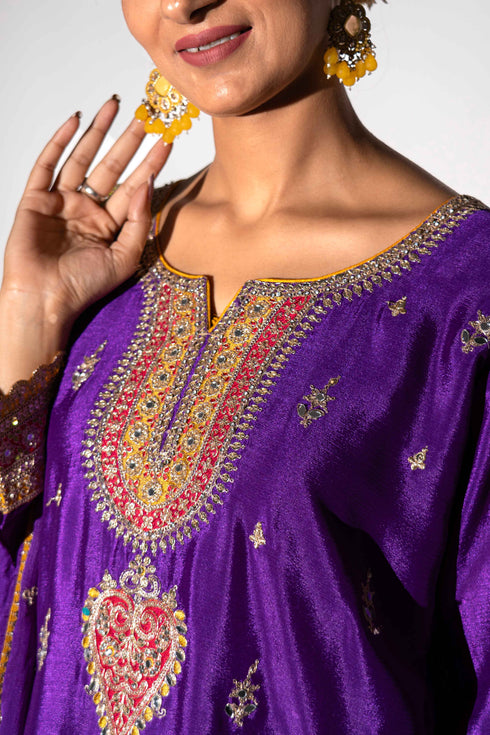 Majestic Violet Bridal Farsi 3 Piece Suit