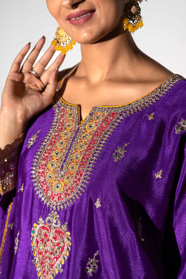 Majestic Violet Bridal Farsi 3 Piece Suit