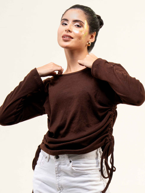 Women Rib Cotton Full Sleeve Top