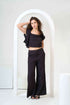 Frill Crop Top with Flared Trousers Co-Ord Sets