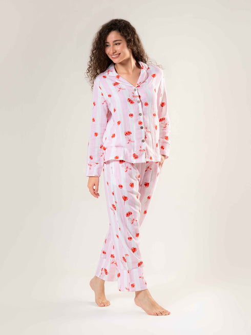 Printed Organic Cotton Night Suit for Women