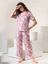 Women Satin Floral Printed Night Suit