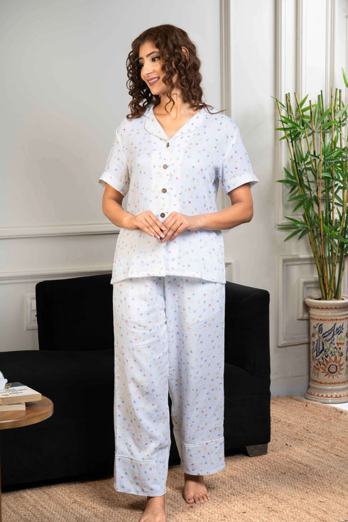 Printed Organic Cotton Night Suit for Women