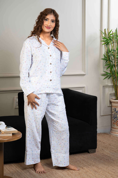 Printed Organic Cotton Night Suit for Women