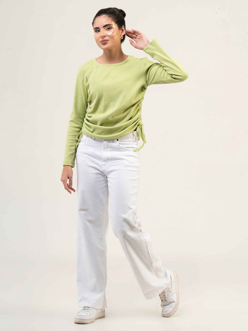 Women Rib Cotton Full Sleeve Top