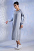 Women's Knitted Cotton Woolen Rib-Cuff Straight Midi Dress