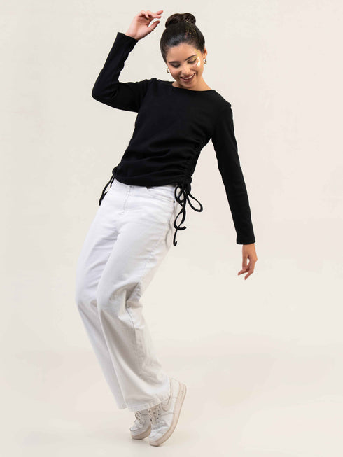 Women Rib Cotton Full Sleeve Top