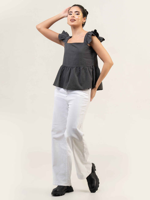 Women Cotton Bubble Peplum Top