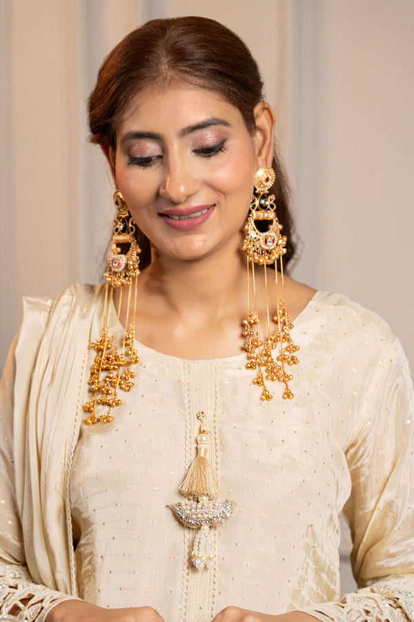 Golden Aura 3-Piece Kurta Ensemble
