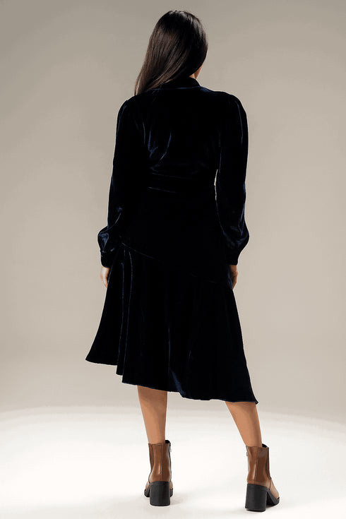 Velvet Blue Wrap Dress