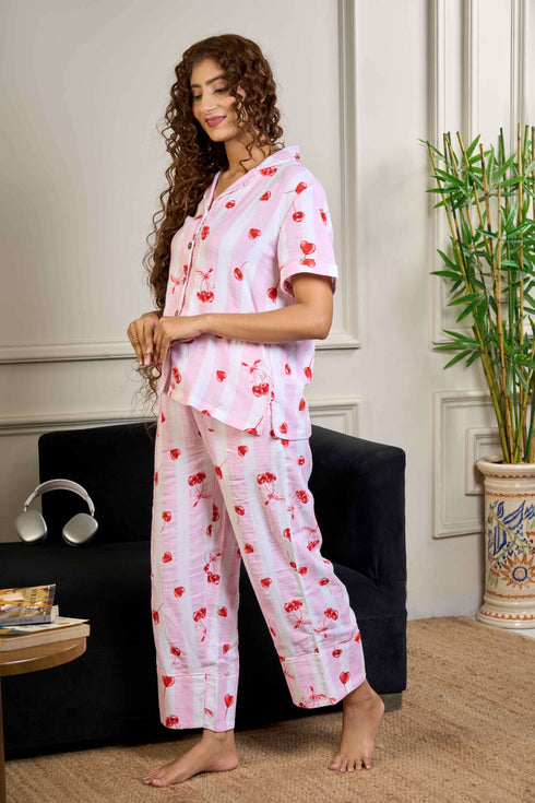 Printed Organic Cotton Night Suit for Women