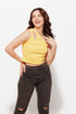 One shoulder Ribbed Yellow Crop Top