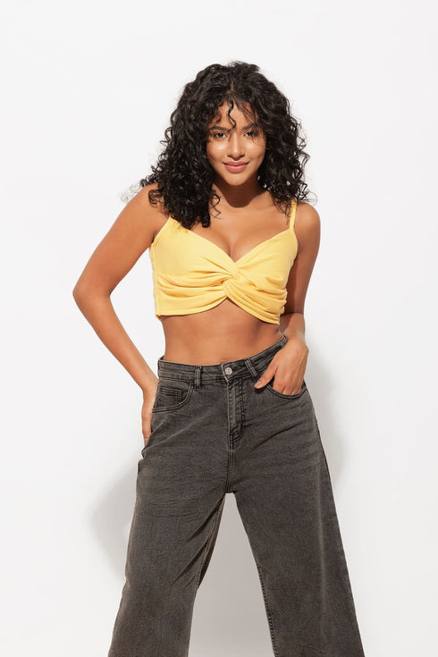 Cotton Twist Yellow Crop Top